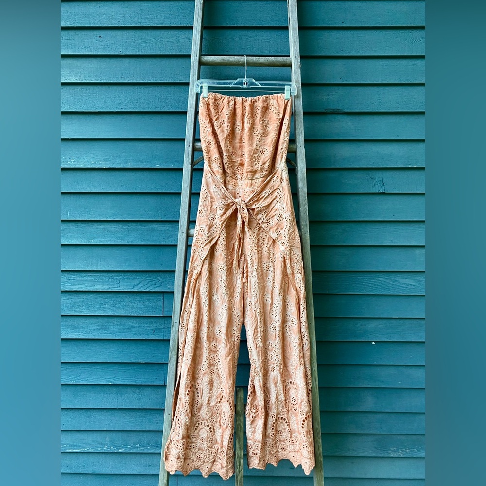 Young Fabulous & Broke Ellis eyelet strapless jumpsuit size/S
